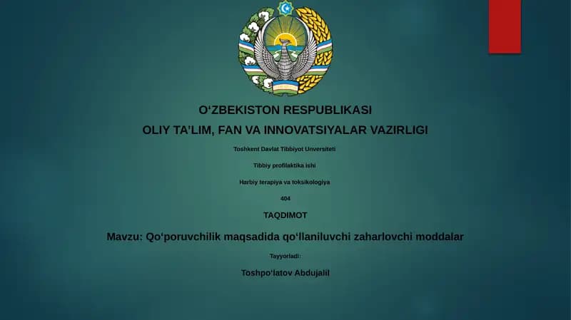 Zaharlovchi moddalar