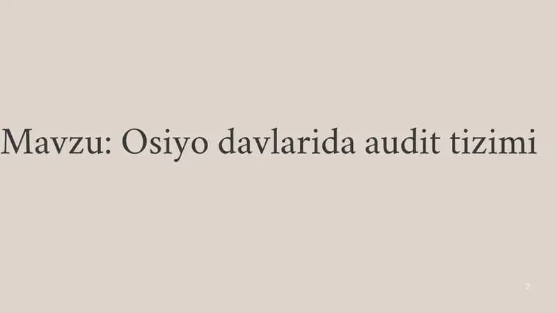 osiyo davlatlarida audit tizimi