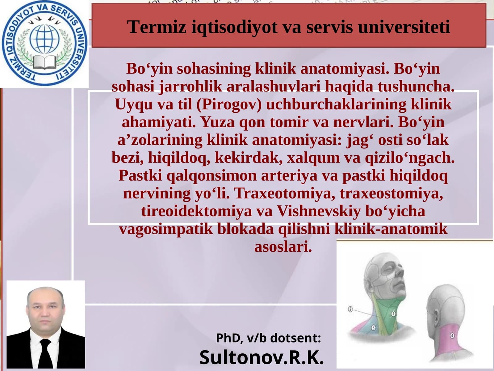 Boʻyin sohasi klinik anatomiyasi