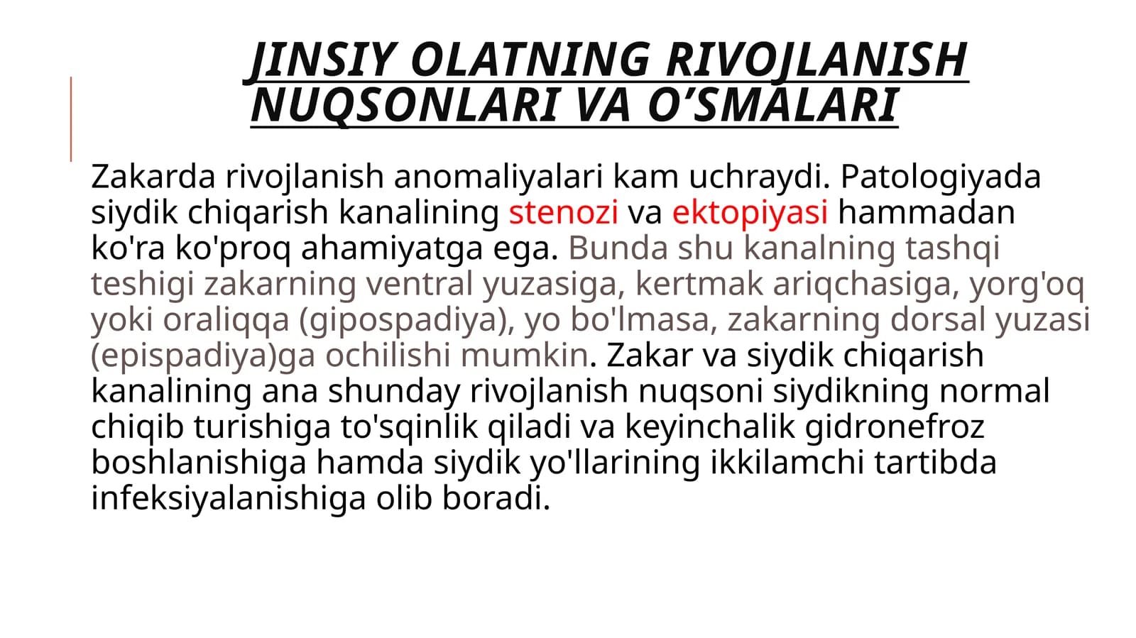 Jinsiy olatning rivojlanish nuqsonlari va o’smalari