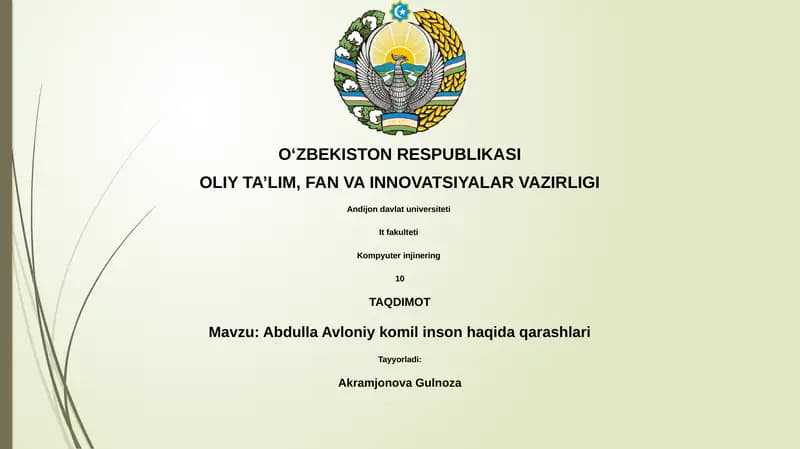 Abdulla Avloniy komil inson haqida qarashlari