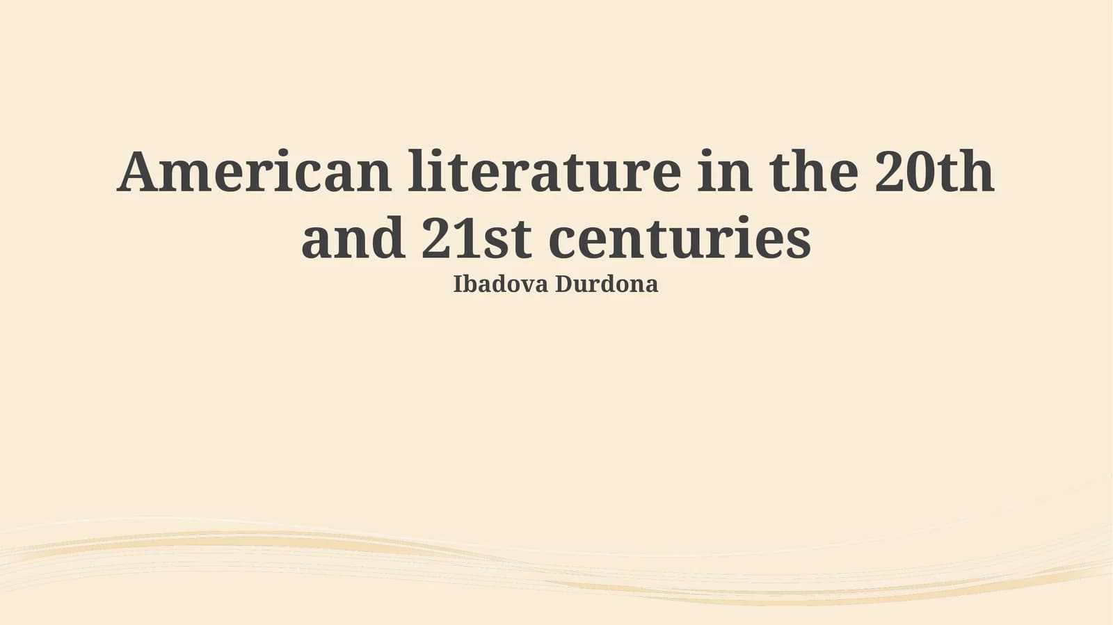 American literature in the 20th and 21st centuries