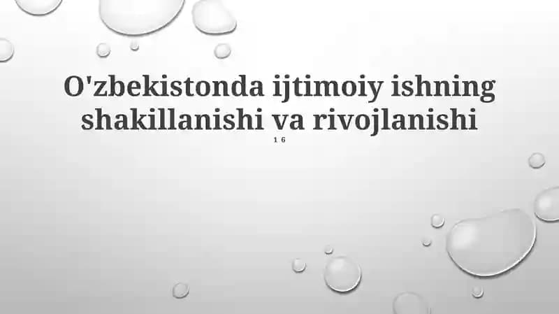 O'zbekistonda ijtimoiy ishning shakillanishi va rivojlanishi