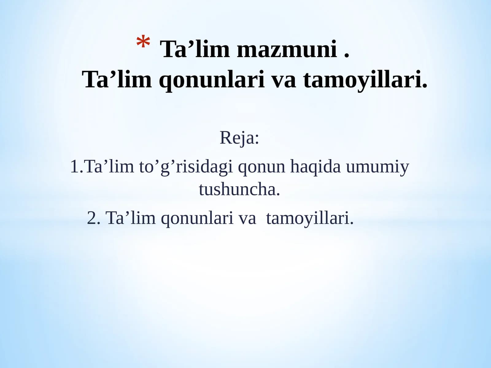 Ta’lim to‘g‘risidagi qonun