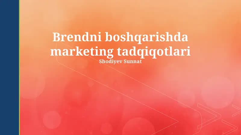 Brendni boshqarishda marketing tadqiqotlari