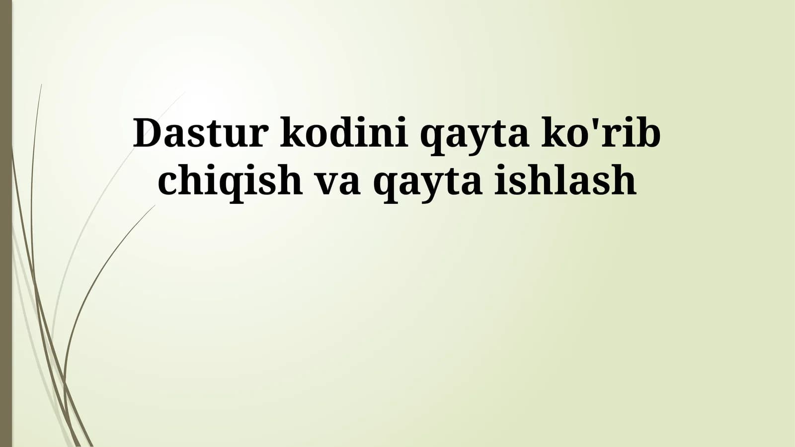 Dastur kodini qayta ko'rib chiqish va qayta ishlash