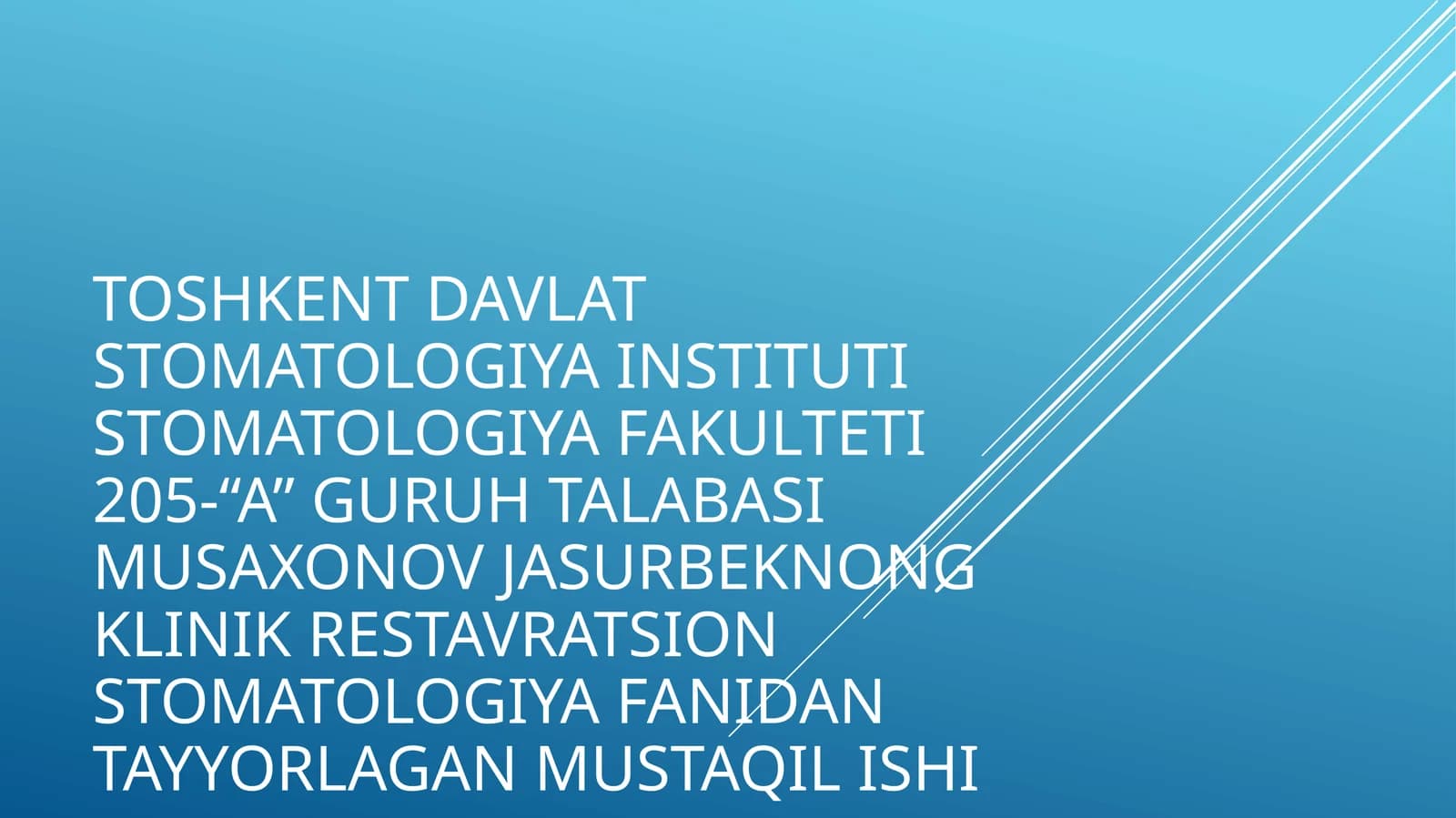 NOKARIYES KASALLIKLARNI ZAMONAVIY DAVOLASH USULLARI.