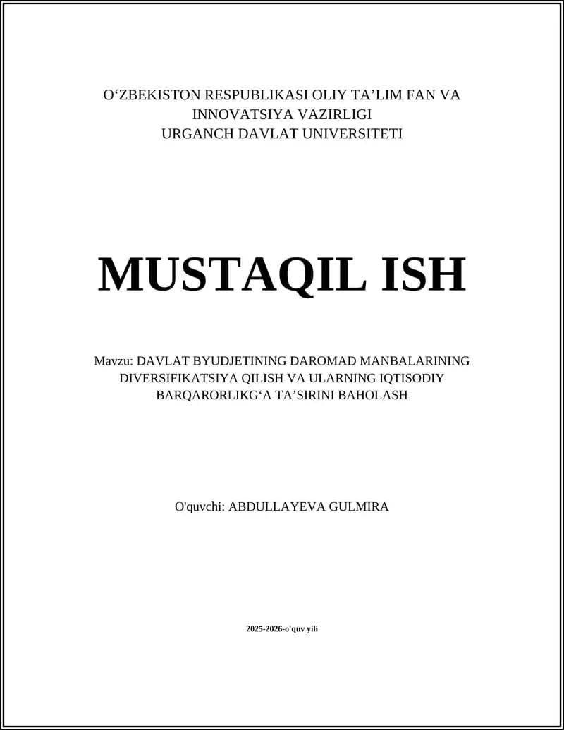 Diversifikatsiya Qilishning Byudjet Daromadlariga Taʼsiri
