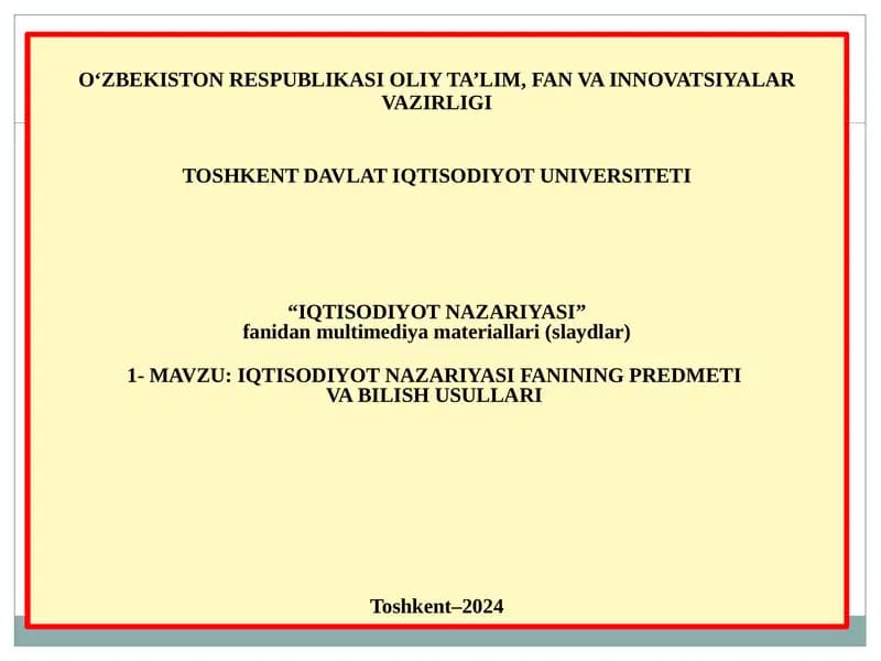 IQTISODIYOT NAZARIYASI
