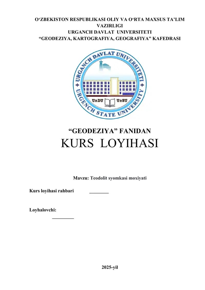 Teodolit syomkasi moxiyati