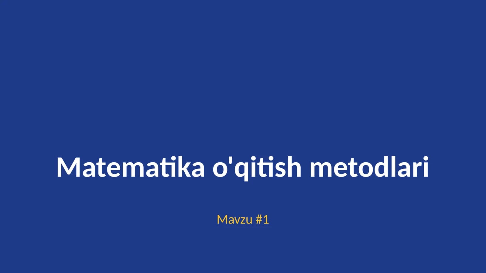 Matematika o'qitish metodlari