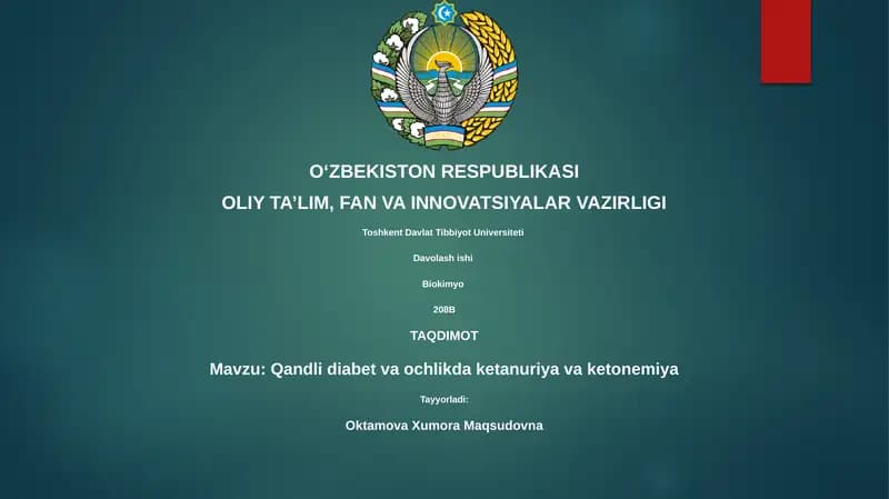 Qandli diabet va ochlikda ketanuriya va ketonemiya