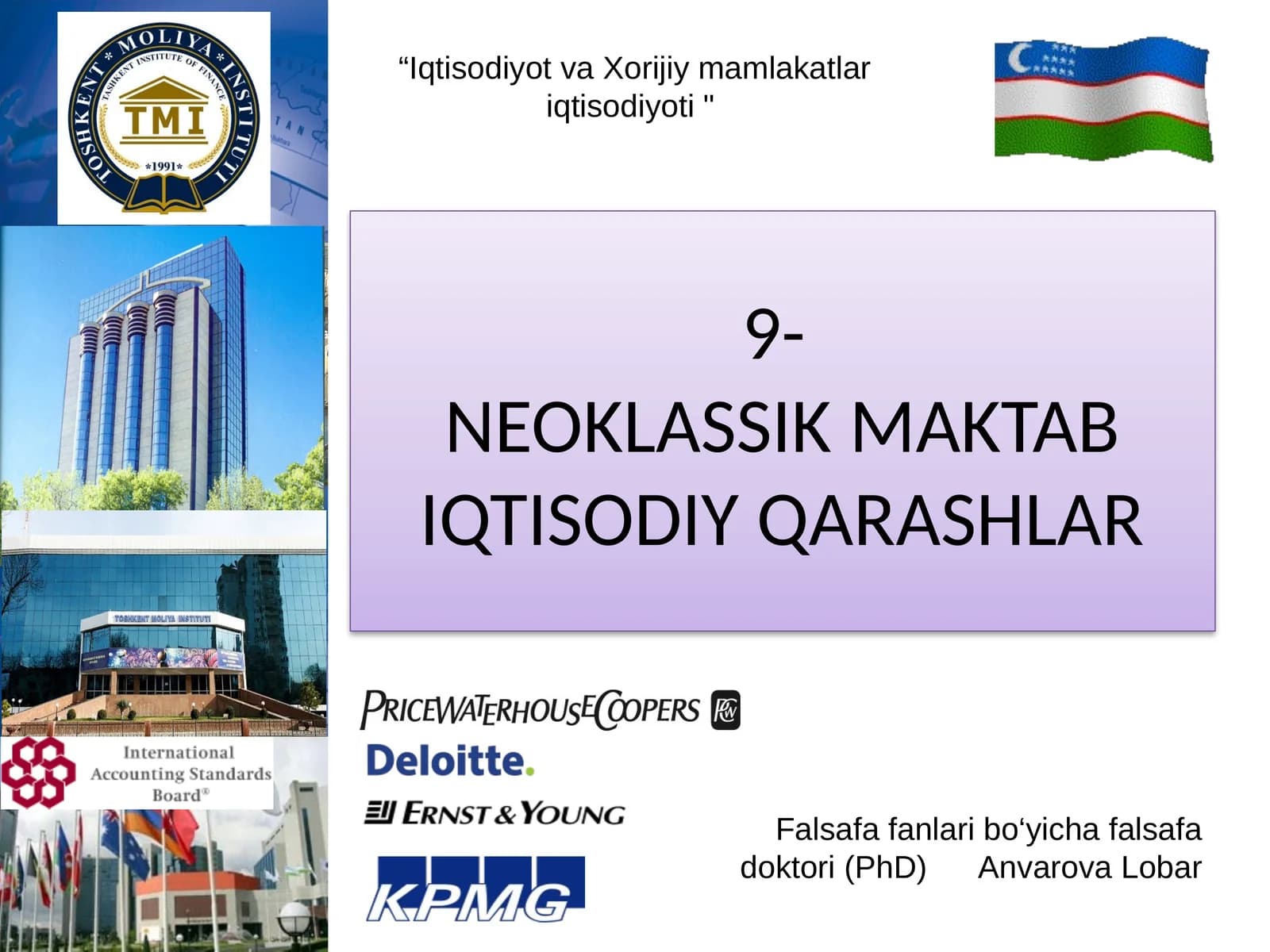 9-NEOKLASSIK MAKTAB IQTISODIY QARASHLAR