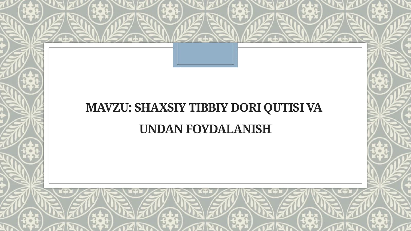 Shaxsiy tibbiy dorixona qutisi va undan foydalanish