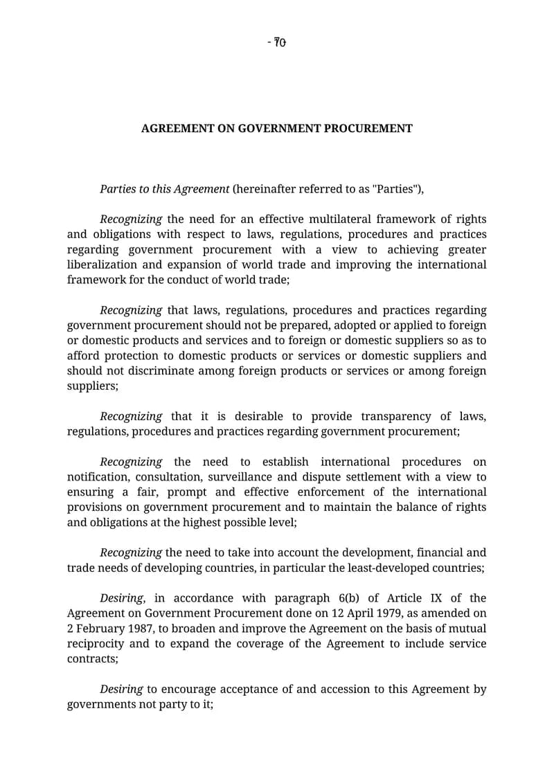 AGREEMENT ON GOVERNMENT PROCUREMENT