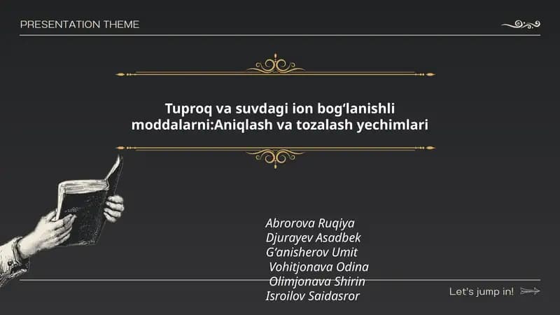 Tuproq va suvdagi ion bogʻlanishli moddalarni: Aniqlash va tozalash yechimlari