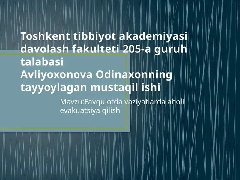 Favqulotdavaziyatlarda aholi evakuatsiya qilish