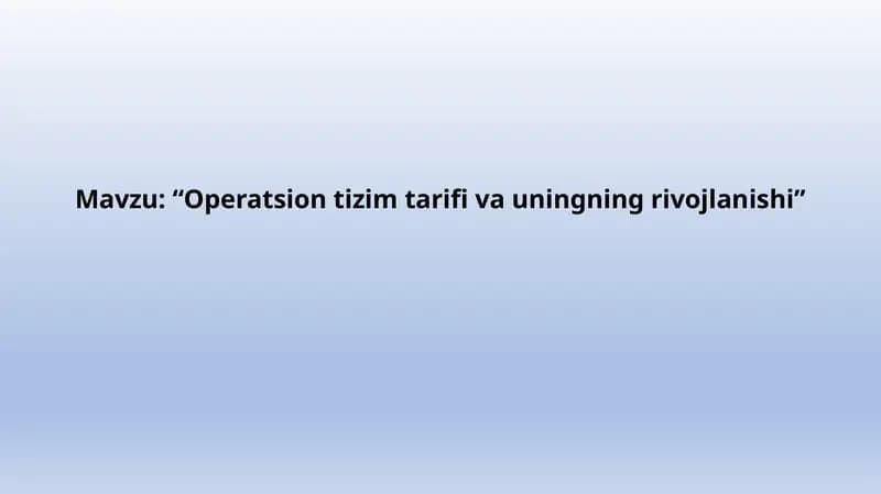Operatsion tizim tarifi