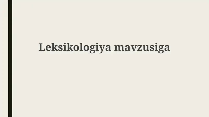 Leksikologiyamavzusiga