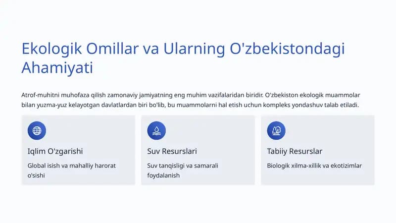 Ekologik Omillar va Ularning O'zbekistondagi Ahamiyati