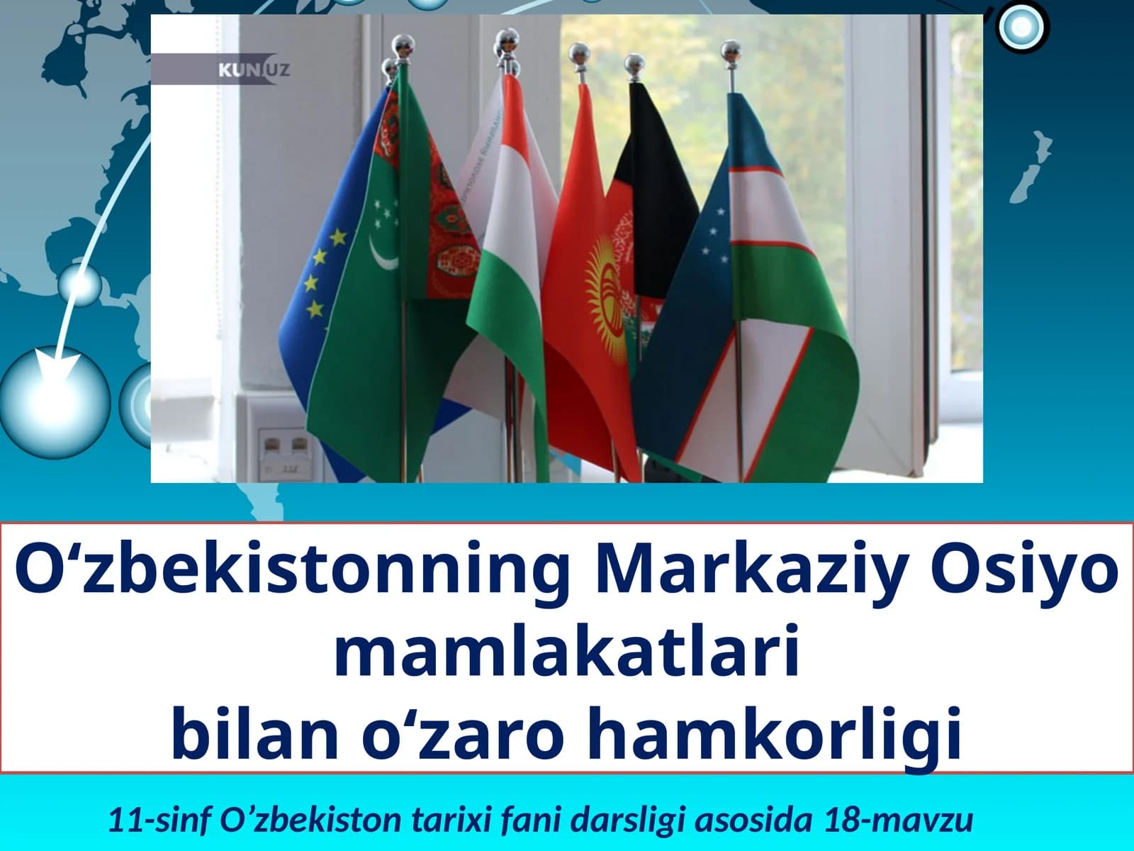 11-sinf O'zbekiston tarixi dars ishlanma. O'zbekistonning Markaziy Osiyo mamlakatlari bilan hamkorligi