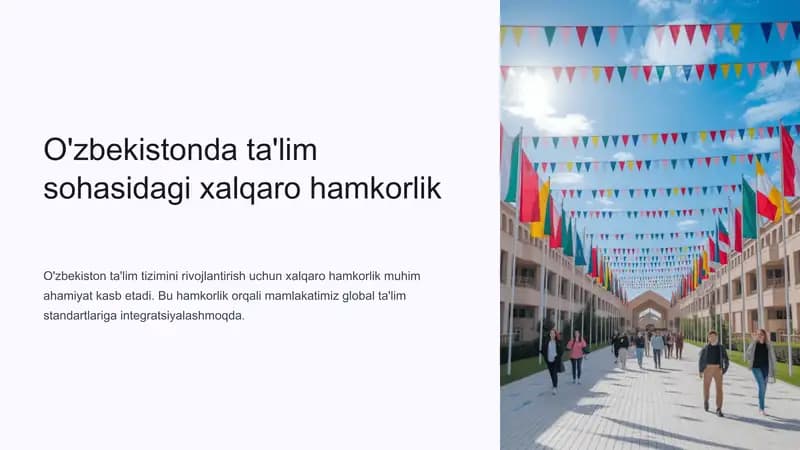O'zbekistonda ta'lim sohasidagi xalqaro hamkorlik