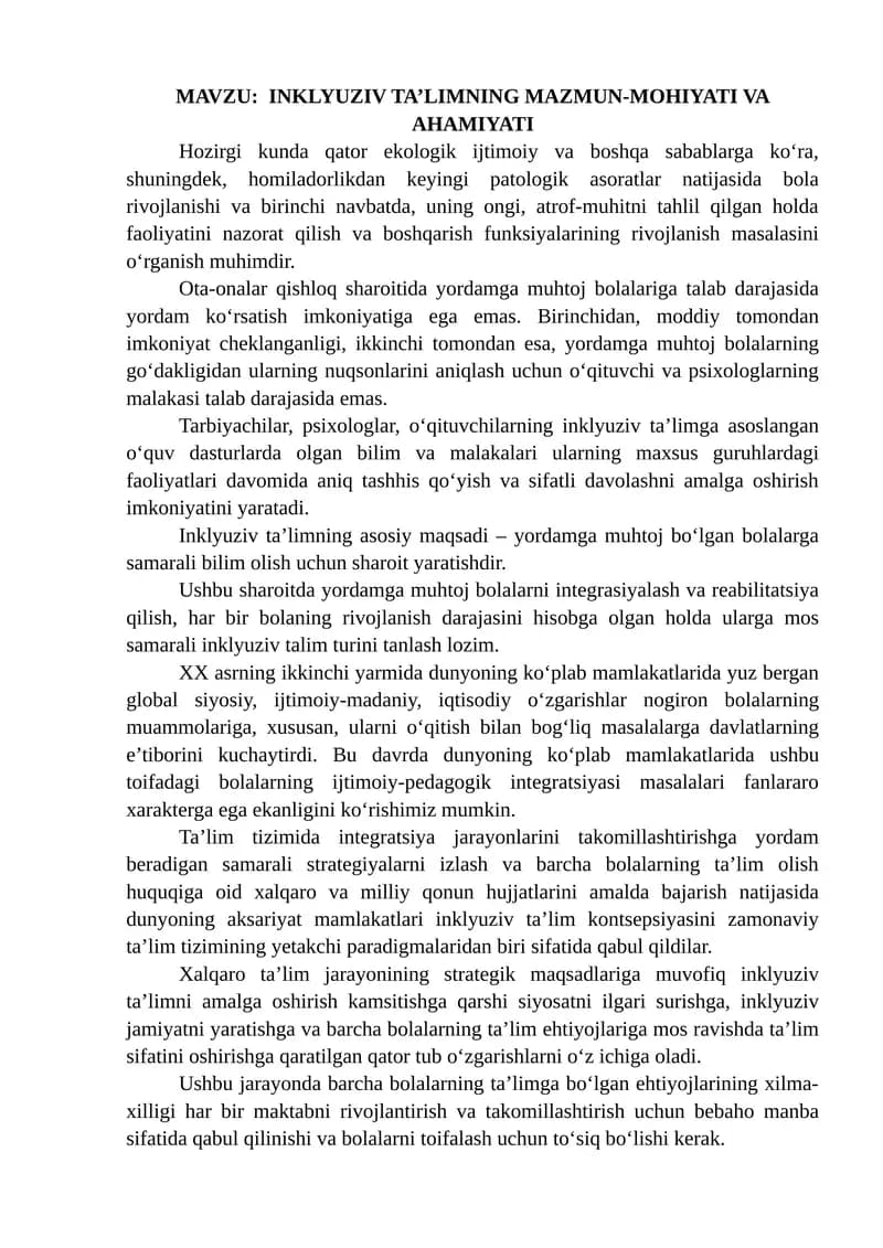 INKLYUZIV TA’LIM