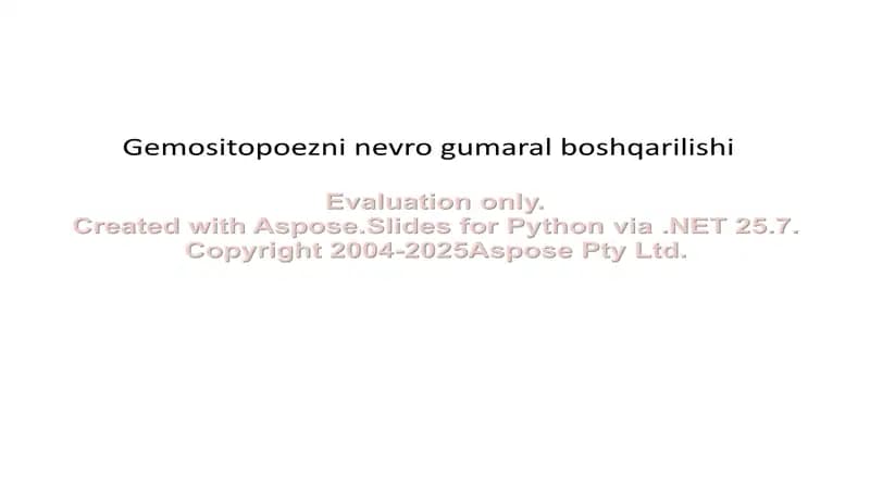 Gemositopoezni nevro gumaral boshqarilishi