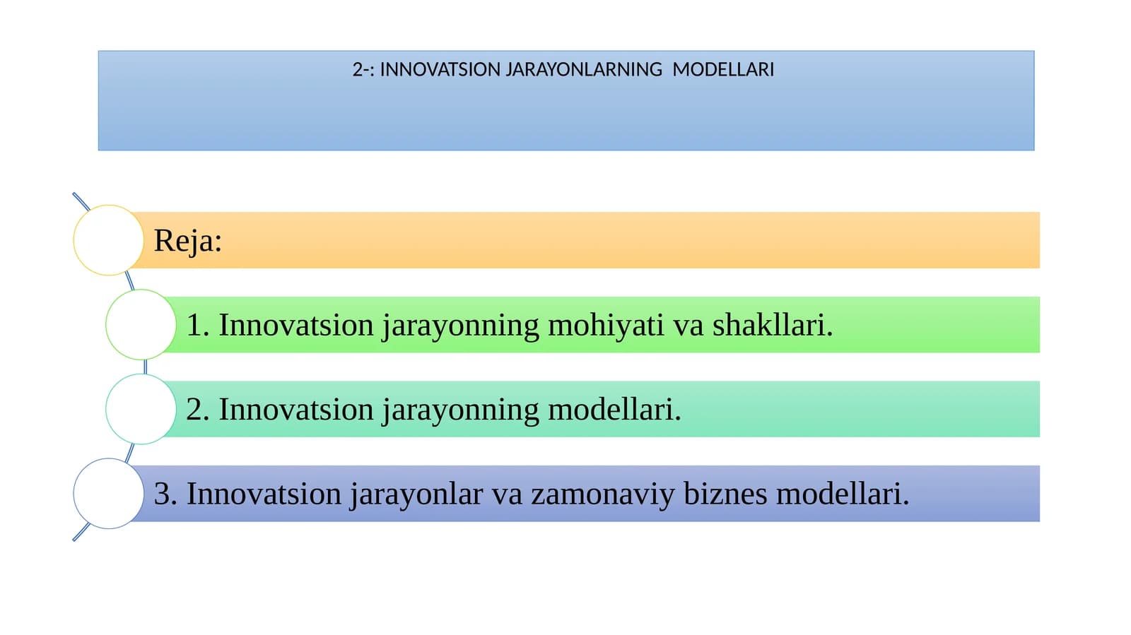INNOVATSION JARAYONLARNING MODELLARI