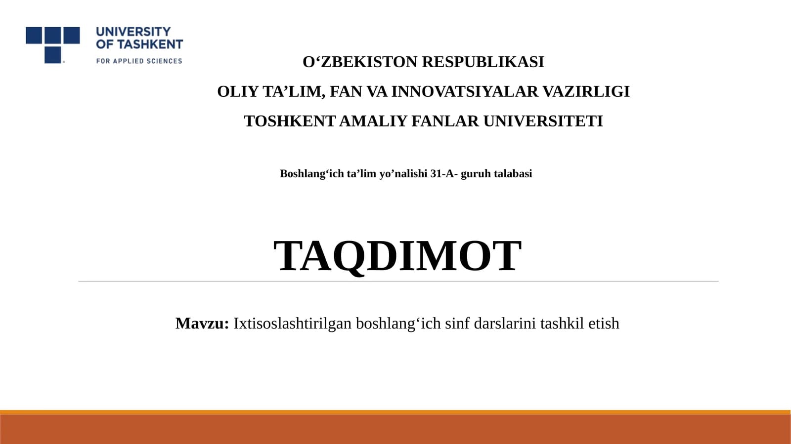 Ixtisoslashtirilgan boshlang‘ich sinf darslarini tashkil etish