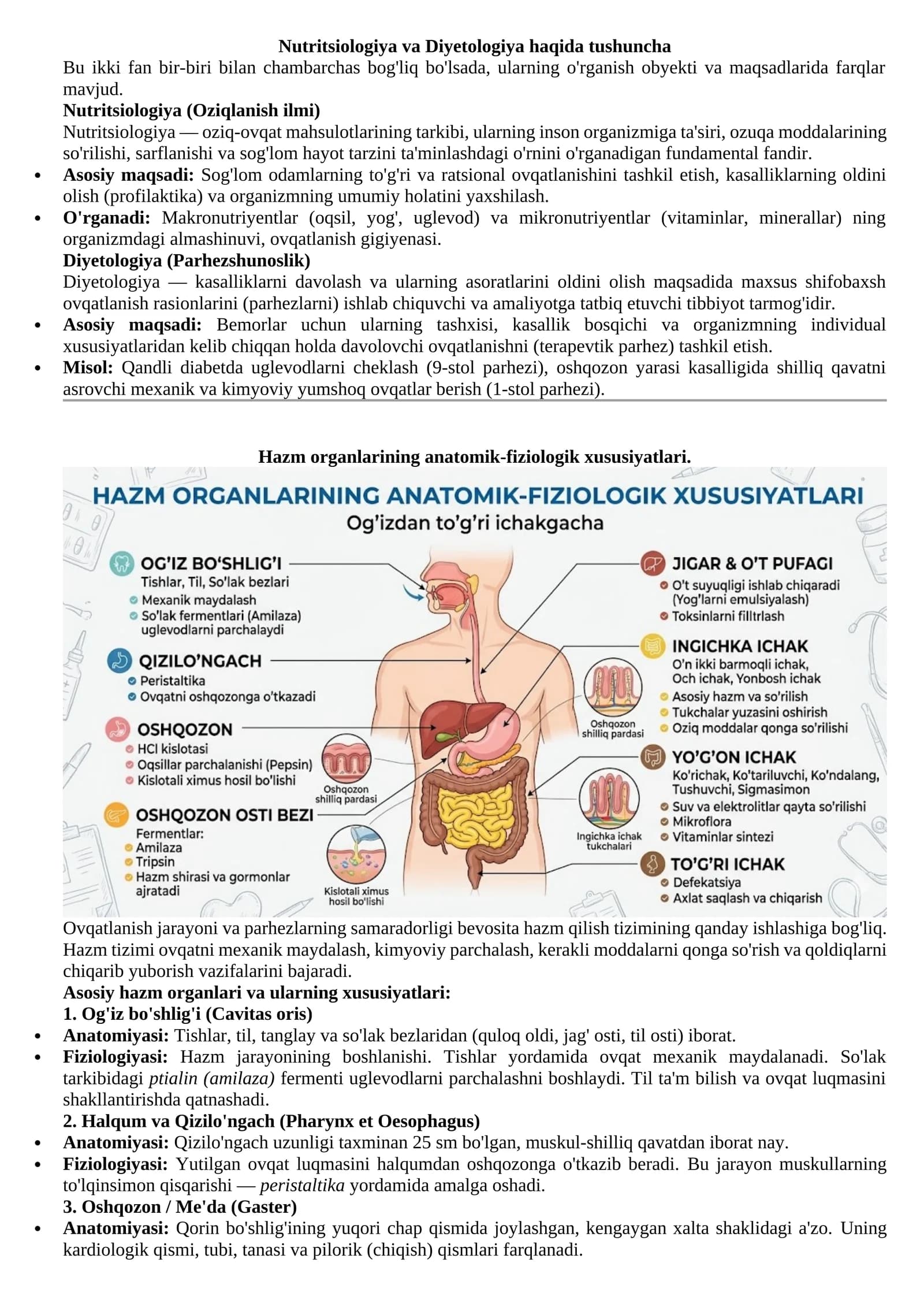 Nutritsiologiya va Diyetologiya haqida tushuncha