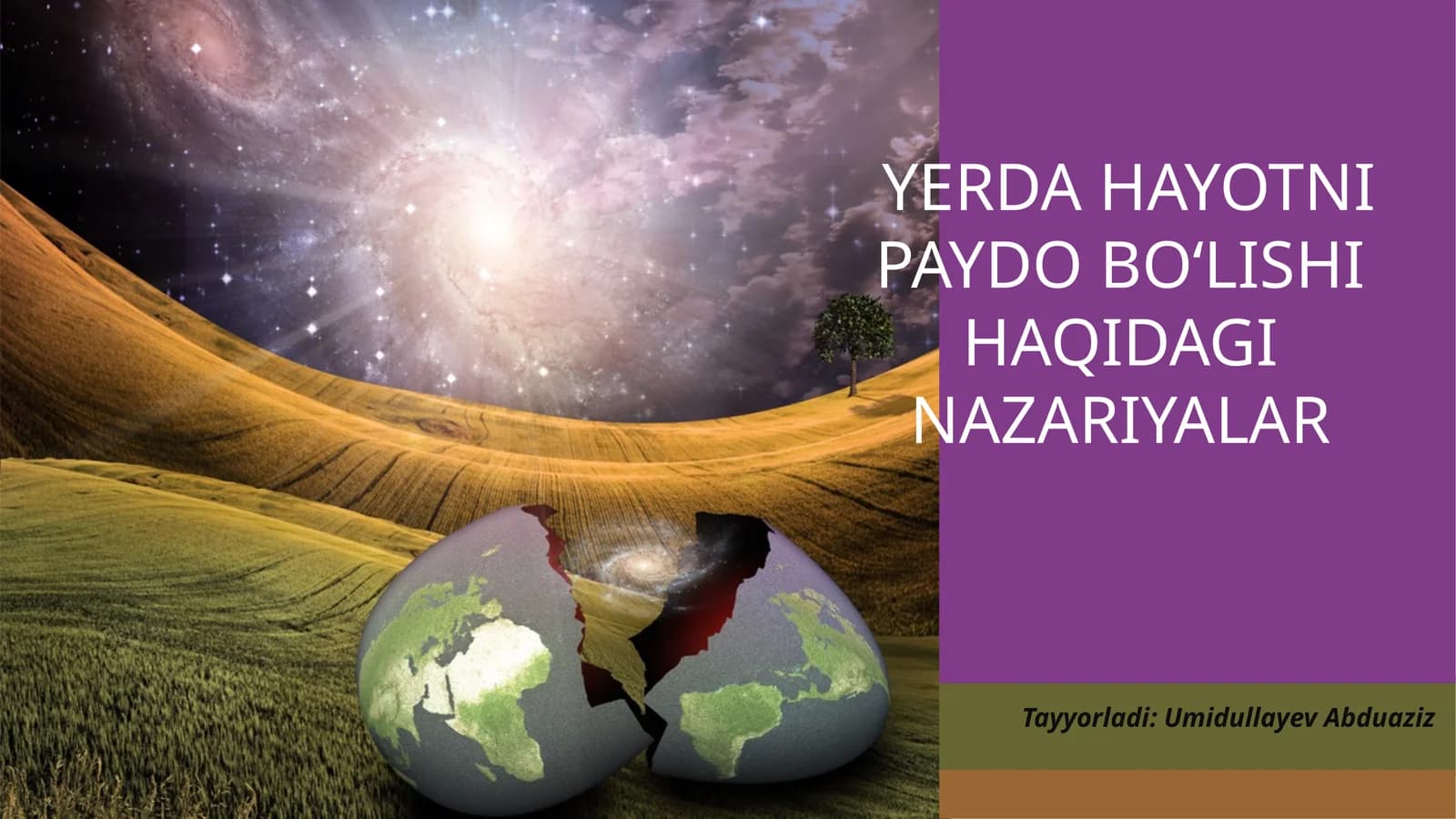 YERDA HAYOTNI PAYDOBOʻLISHIHAQIDAGI NAZARIYALAR