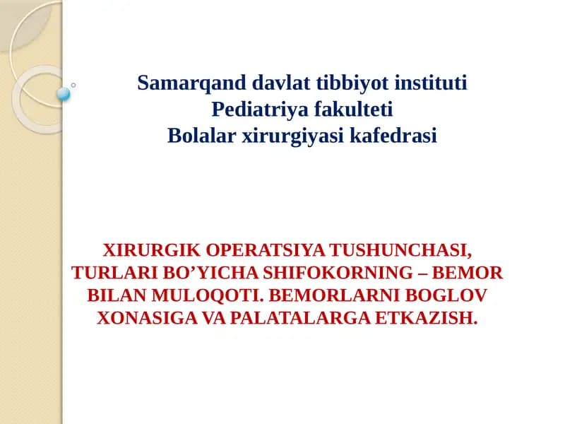 Jarrohlik Operatsiyalari Turlari