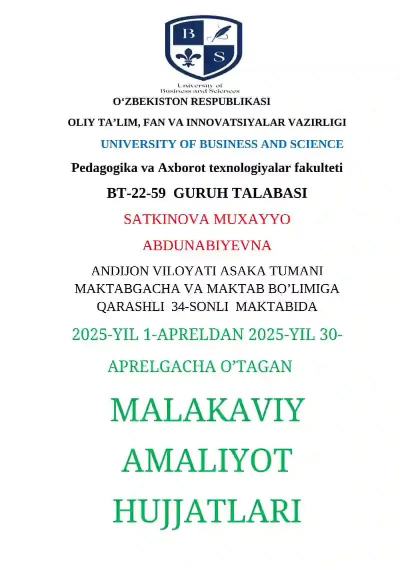 MALAKAVIY AMALIYOT HUJJATLARI
