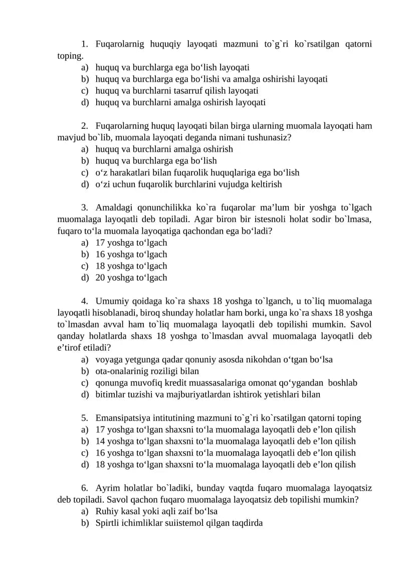 Fuqarolarning huquqiy layoqati