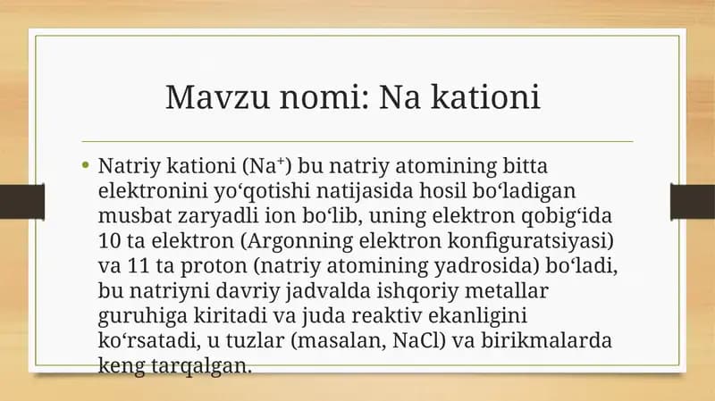 Natriy Kationi