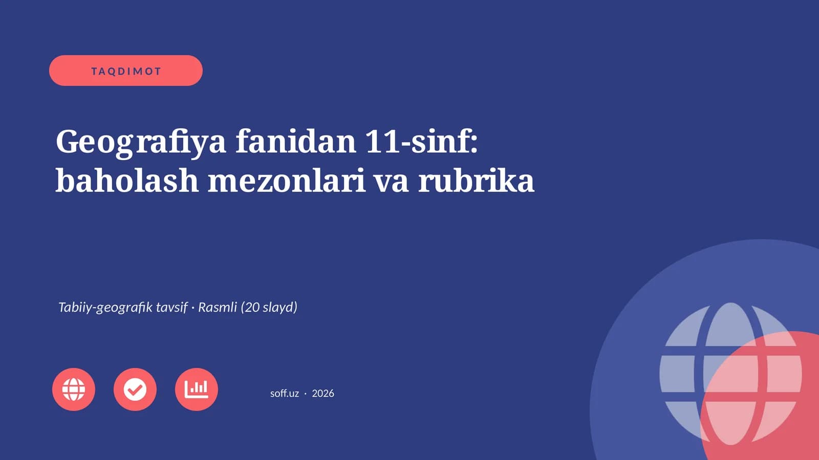 Geografiya fanidan 11-sinf: baholash mezonlari va rubrika