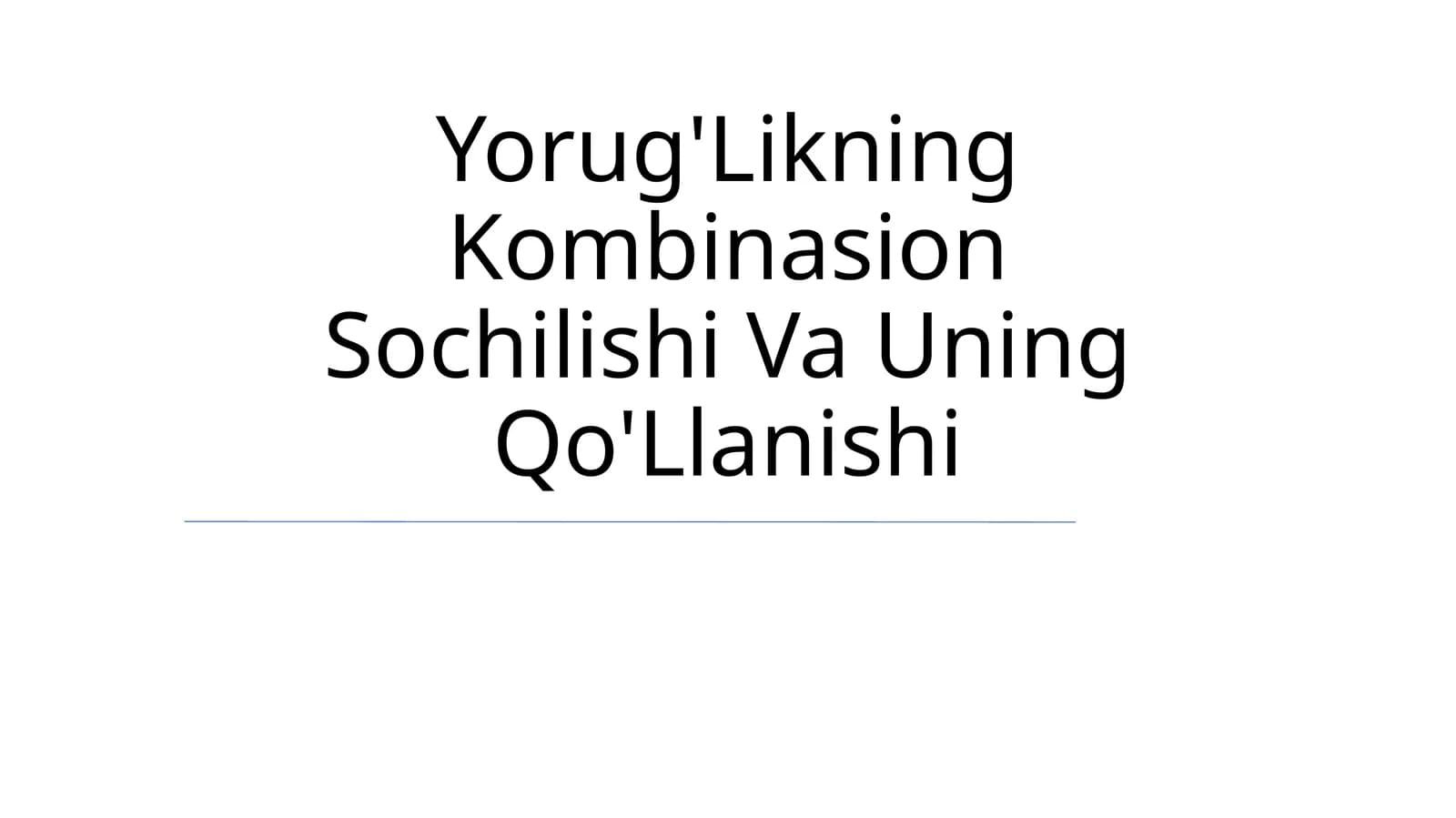 Yorug'Likning Kombinasion Sochilishi Va Uning Qo'Llanishi