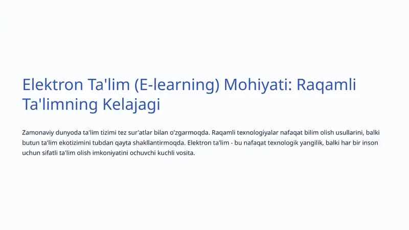 Elektron Ta'lim (E-learning)