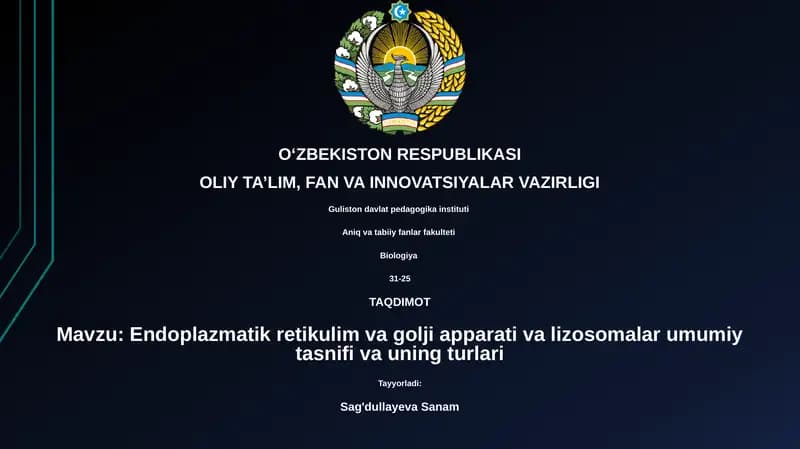 Endoplazmatik retikulim va golji apparati va lizosomalar