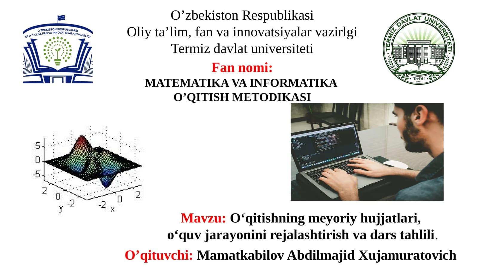 O‘qitishningmeyoriyhujjatlari,o‘quvjarayoninirejalashtirishvadarstahlili