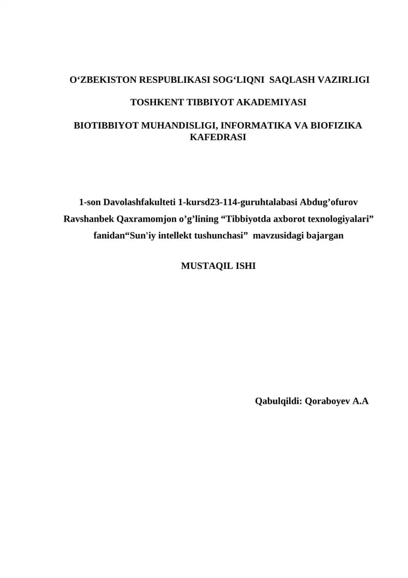 Sun'iy intellekt tushunchasi