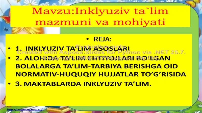 Inklyuziv ta'lim mazmuni va mohiyati