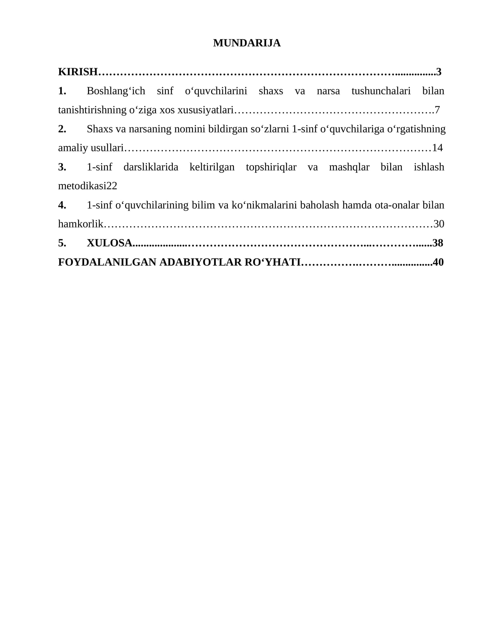 1-sinfda shaxs va narsaning nomini bildirgan soʻzlar