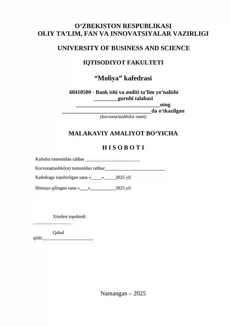 Bank ishi va auditi ta’lim yo’nalishi