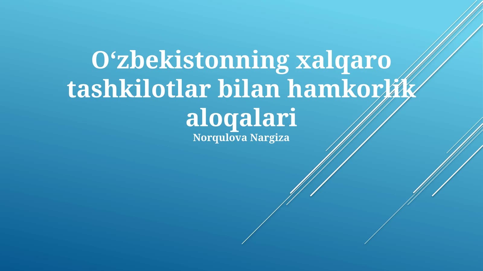 Oʻzbekistonning xalqaro tashkilotlar bilan hamkorlik aloqalari