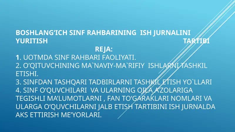 Boshlang‘ich sinfra hbarining jurnali