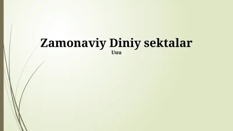 Zamonaviy Diniy Sektlar