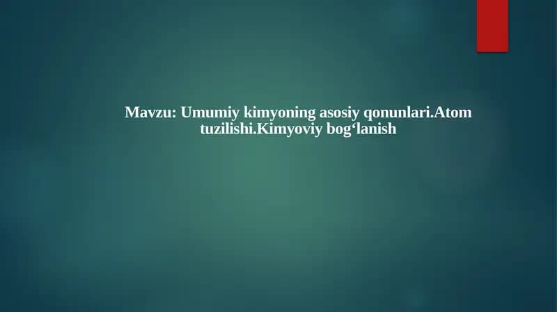 Umumiy kimyo ning asosiy qonunlari