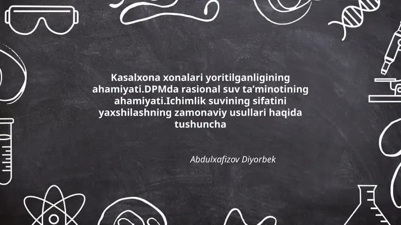 Ichimlik suvining sifatini yaxshilashning zamonaviy usullari